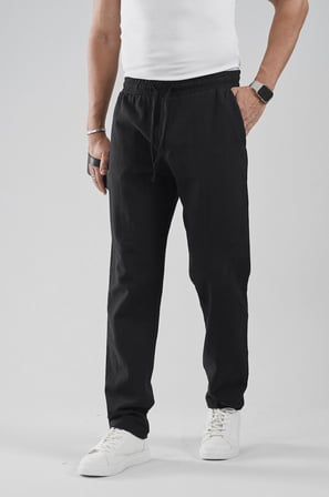 Regular Kalıp Beli Lastikli Pamuk Keten Pantolon