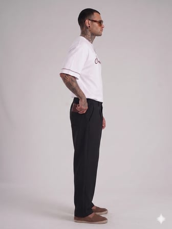 Beli Lastikli Jakarlı Cepli Baggy Siyah Pantolon