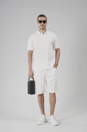 Yarım Oversize Kalıp Polo Yaka Erkek Şort Takım