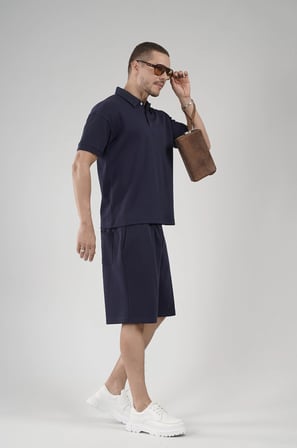 Yarım Oversize Kalıp Polo Yaka Erkek Şort Takım