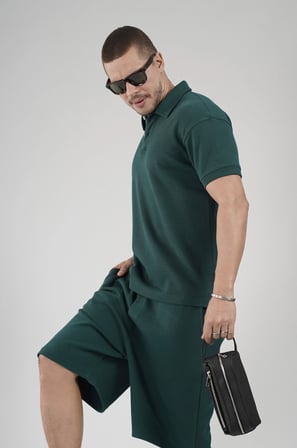 Yarım Oversize Kalıp Polo Yaka Erkek Şort Takım