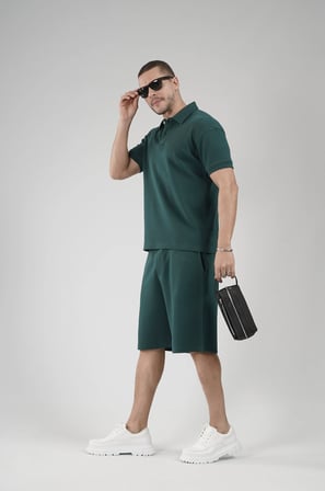 Yarım Oversize Kalıp Polo Yaka Erkek Şort Takım