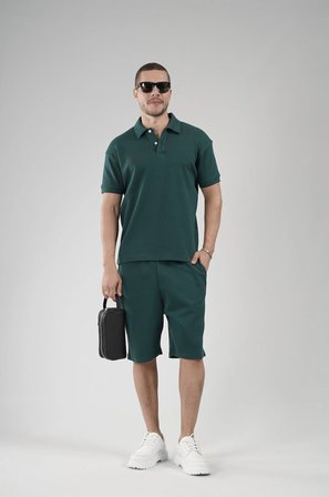Yarım Oversize Kalıp Polo Yaka Erkek Şort Takım