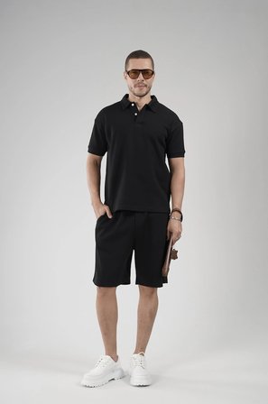 Yarım Oversize Kalıp Polo Yaka Erkek Şort Takım