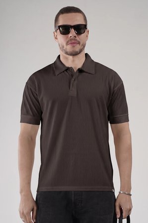Polo Yaka Regular Kalıp Çizgili Erkek Basıc Tişört