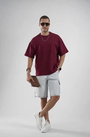 Oversize Kalıp Basic %100 Pamuklu Erkek Tişört