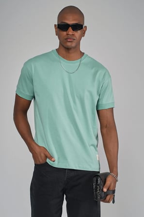 Slim Fit Kalıp Kolu Ribanalı Basic %100 Pamuklu Tişört