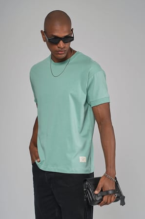 Slim Fit Kalıp Kolu Ribanalı Basic %100 Pamuklu Tişört