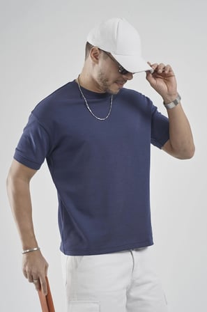 Slim Fit Kalıp Kolu Ribanalı Basic %100 Pamuklu Tişört