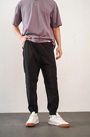 Erkek Relax Fit Kalıp Beli ve Paçası Lastikli Jogger Pantolon