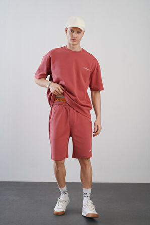 King Brich Baskılı Oversize Kalıp Unisex Şort Takım