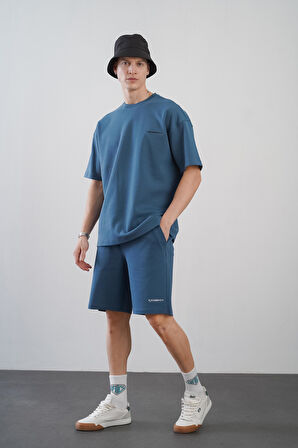 King Brich Baskılı Oversize Kalıp Unisex Şort Takım