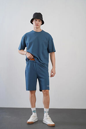 King Brich Baskılı Oversize Kalıp Unisex Şort Takım