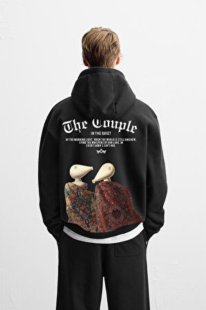 Önü ve Arkası DTF Baskılı Kanguru Cepli Oversize Kalıp Unisex Hoodie