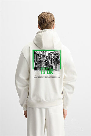 Kapuşonlu Everything Baskılı Oversize Kalıp Hoodie