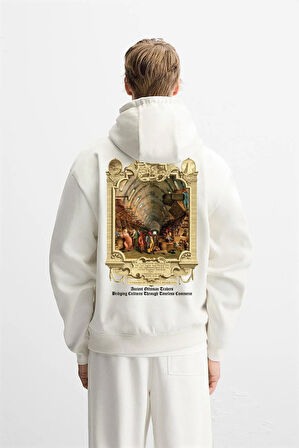 Kapuşonlu Ottoman Vintage Baskılı Unisex Hoodie