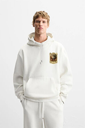 Kapuşonlu Ottoman Vintage Baskılı Unisex Hoodie
