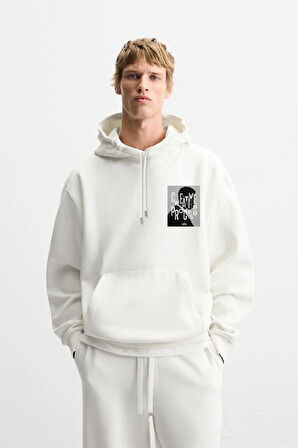 Kapuşonlu Oversize Kalıp Creative Proces Baskılı Hoodie