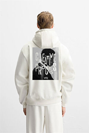 Kapuşonlu Oversize Kalıp Creative Proces Baskılı Hoodie