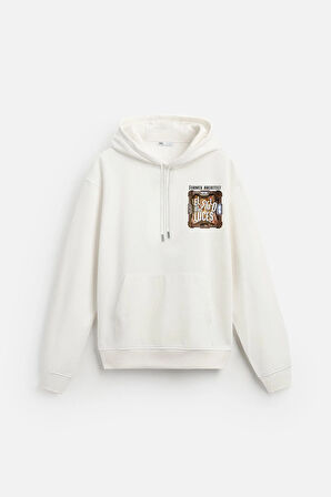 Kapuşonlu Luces Baskılı Oversize Kesim Hoodie