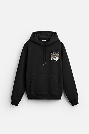 Kapuşonlu Play The Game Baskılı Unisex Hoodie