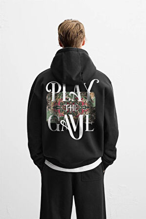 Kapuşonlu Play The Game Baskılı Unisex Hoodie