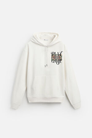 Kapuşonlu Play The Game Baskılı Unisex Hoodie