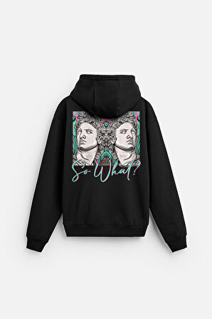Kapuşonlu So What Baskılı Oversize Kalıp Unisex Hoodie