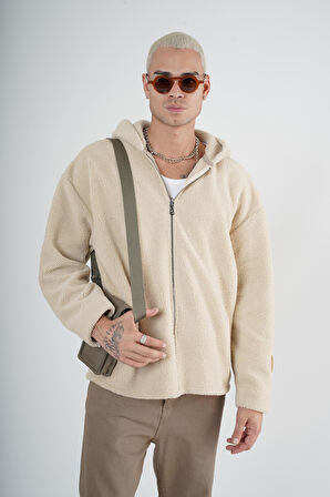 Kapuşonlu Fermuarlı Unisex Oversize Kalıp Peluş