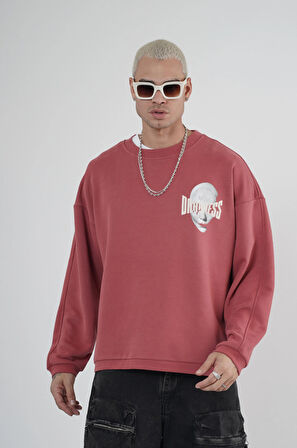 Bisiklet Yaka Darkness Baskılı Oversize Unisex Sweatshirt