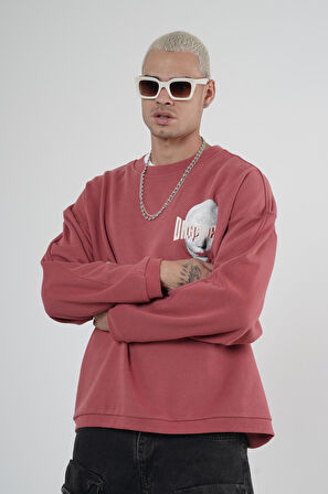 Bisiklet Yaka Darkness Baskılı Oversize Unisex Sweatshirt