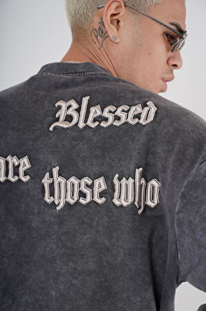 Bisiklet Yaka Yazı Nakışlı Yıkamalı Oversize Kalıp Unisex Sweatshirt