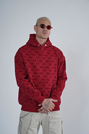 Kapüşonlu Flok Baskılı Kanguru Cepli Unisex Sweatshirt