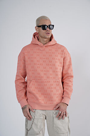 Kapüşonlu Flok Baskılı Kanguru Cepli Unisex Sweatshirt