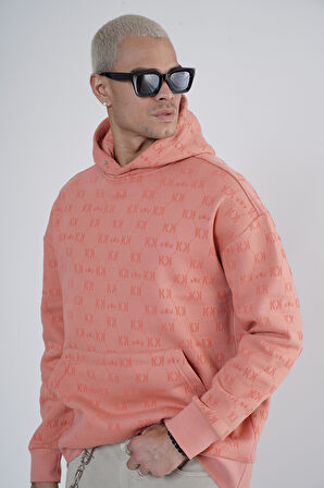 Kapüşonlu Flok Baskılı Kanguru Cepli Unisex Sweatshirt