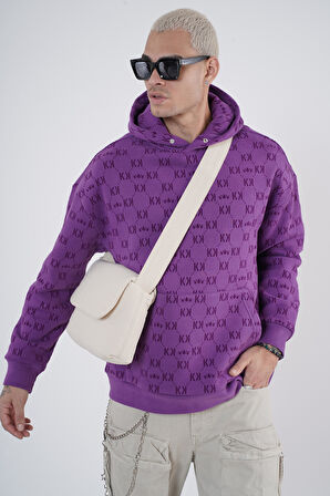Kapüşonlu Flok Baskılı Kanguru Cepli Unisex Sweatshirt