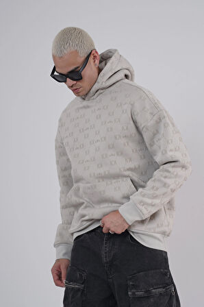 Kapüşonlu Flok Baskılı Kanguru Cepli Unisex Sweatshirt