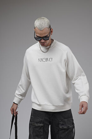 Ribanalı Yaka Reglan Kol Baskılı Oversize Kalıp Sweat