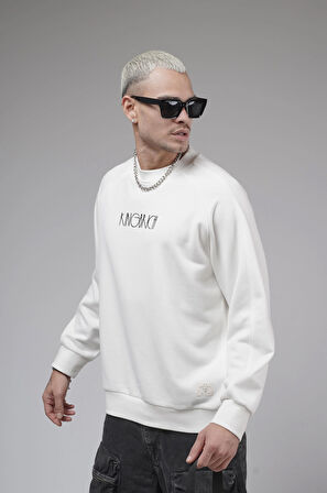 Ribanalı Yaka Reglan Kol Baskılı Oversize Kalıp Sweat