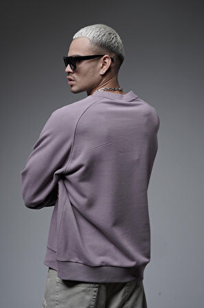 Ribanalı Yaka Reglan Kol Baskılı Oversize Kalıp Sweat
