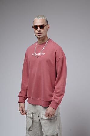 Oversize Kalıp Baskılı Yaka Kol Ribanalı Sweat
