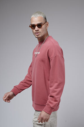 Oversize Kalıp Baskılı Yaka Kol Ribanalı Sweat