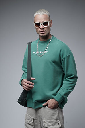 Oversize Kalıp Baskılı Yaka Kol Ribanalı Sweat