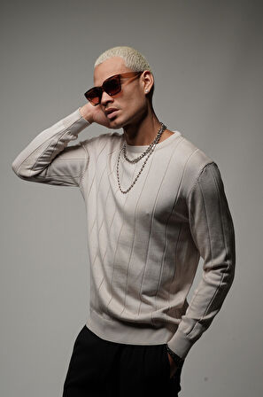 King Brich Bisiklet Yaka Fitilli Esnek Triko Kazak