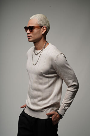 King Brich Bisiklet Yaka Fitilli Esnek Triko Kazak