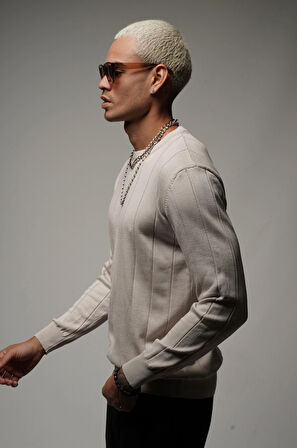 King Brich Bisiklet Yaka Fitilli Esnek Triko Kazak