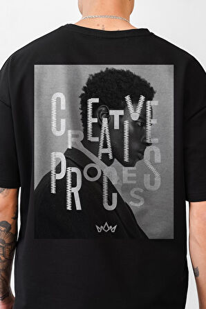 Oversize Kalıp Creative Baskılı Unisex Tişört