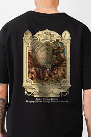 Oversize Kalıp Osmanlı Çarşı Baskılı Unisex Tişört