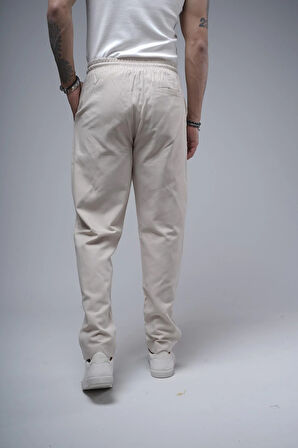Boyfriend Kalıp Beli Lastikli Cepli Erkek Gabardin Pantolon