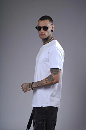 Pis Yaka Kolu Katlamalı Regular Kalıp Düz Basic Erkek Tişört